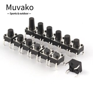 Muvako ปุ่มกดสวิตช์ไฟ 4pin 6x6 มม. 10 Values สีดํา 20 ชิ้น