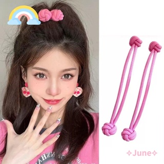 June ยางรัดผม ยืดหยุ่น หางม้าสูง สไตล์จีน เครื่องประดับแฟชั่น สําหรับเด็กผู้หญิง 2 ชิ้น