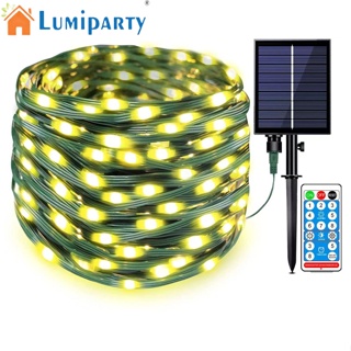 Lumiparty สายไฟ Led พลังงานแสงอาทิตย์ กันน้ํา Ip67 330 ฟุต พร้อมรีโมตคอนโทรล สําหรับตกแต่งบ้าน