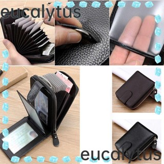 Eucalytus1 กระเป๋าสตางค์ หนัง PU ป้องกัน RFID สําหรับใส่บัตรเครดิต