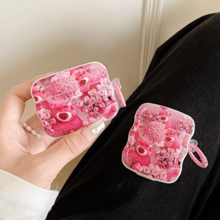 เคสหูฟัง กันน้ํา กันกระแทก ลายดอกกุหลาบ และหมีสตรอเบอร์รี่ สําหรับ Airpods 1 2 3 Pro