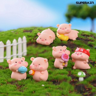 (super) ตุ๊กตาหมู พลาสติก กันจางหาย ขนาดเล็ก น่ารัก สําหรับตกแต่งภูมิทัศน์บอนไซ