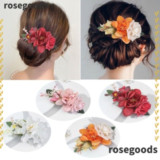 Rosegoods1 หวีจัดแต่งทรงผม รูปดอกกุหลาบ แฮนด์เมด แฟชั่น สําหรับเจ้าสาว งานแต่งงาน