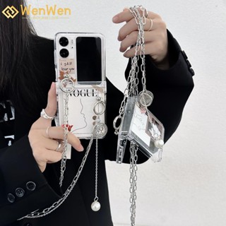 Wenwen เคสโทรศัพท์มือถือ แบบฝาพับ ลายเส้นศิลปะ สามชิ้น แฟชั่น สําหรับ OPPO Find N2