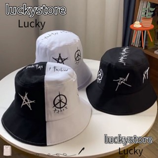 Lucky หมวกกันแดด หมวกฮิปฮอป ผู้ชาย หมวกชาวประมง ลายกราฟฟิติ