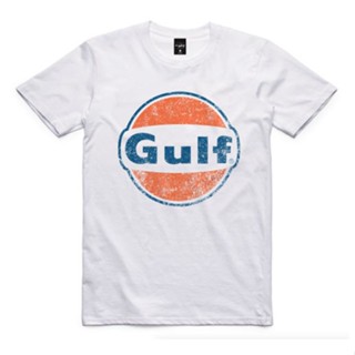 GUFVT001 เสื้อยืด คอกลม มอเตอร์ไซต์ รถยนต์ วินเทจ GULF OIL MOTOTCYCLES VINTAGE STYLE COTTON 100%