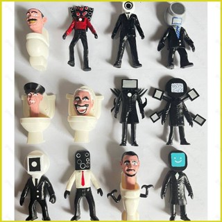 โมเดลตุ๊กตาฟิกเกอร์ Skibidi Toilet Action Figure Titan TV Man Camera Man Speakerman Monitor Man ของเล่นสําหรับเด็ก 12 ชิ้น