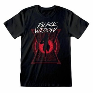 เสื้อยืด พิมพ์ลายโลโก้ Marvel Black Widow สีดํา สําหรับผู้ชาย