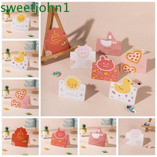 Sweetjohn การ์ดอวยพร ลายการ์ตูน Thank You เขียนมือ สําหรับตกแต่งเทศกาล DIY 10 ชิ้น