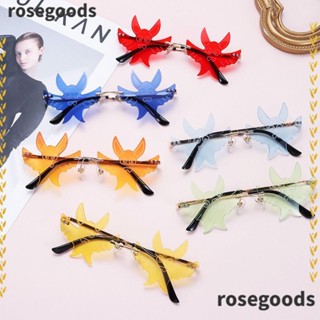 Rosegoods1 แว่นตากันแดด รูปค้างคาว แปลกใหม่ เครื่องแต่งกายฮาโลวีน ดิสโก้ ปาร์ตี้ ผู้หญิง และผู้ชาย ไร้ขอบ