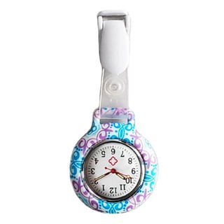 Lianli Ethnic Flower Silicone Nurse Watch Brooch Fob Quartz Pocket Round Dial