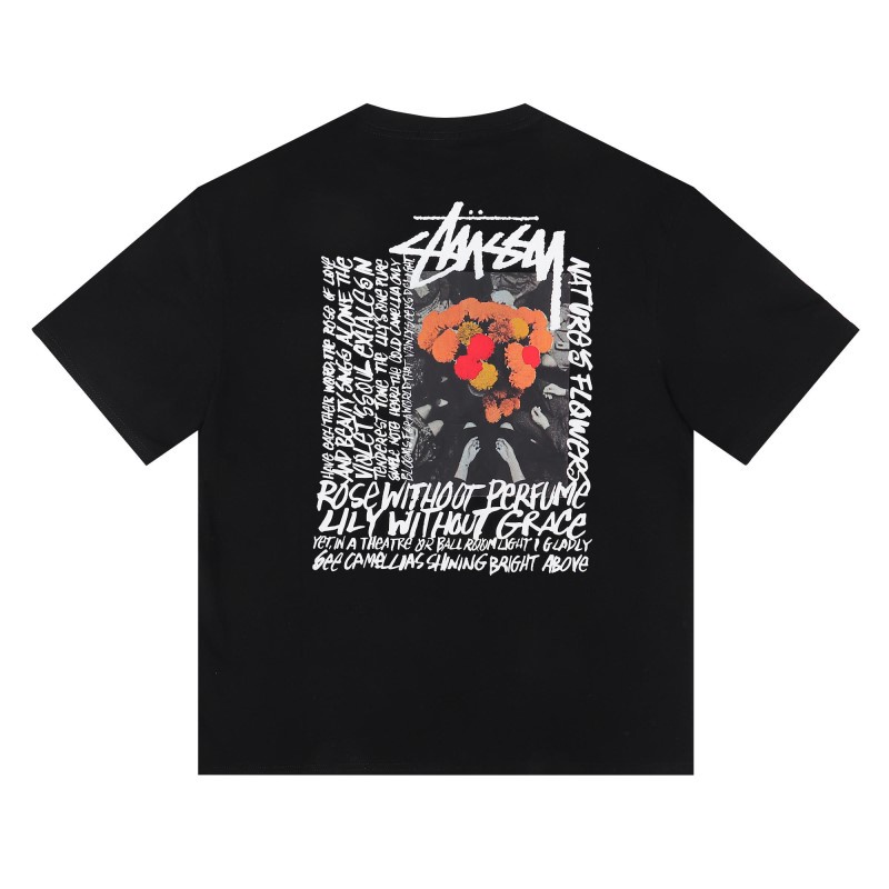 พร้อมส่ง เสื้อยืดคอกลม แขนสั้น พิมพ์ลายตัวอักษร ดอกไม้ หลากสี สไตล์วินเทจ พลัสไซซ์ แฟชั่นสําหรับผู้ชาย และผู้หญิง