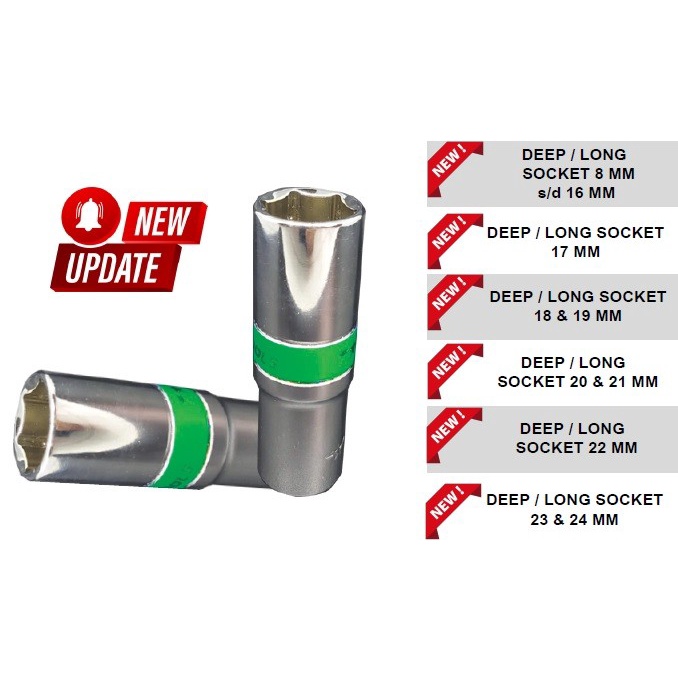MATA DEEP WALL SOCKET WRENCH 6 PT 8 MM-24 MM / VELOZ LONG SOCKET BIT 1/2 นิ้ว