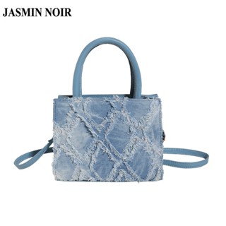 Jasmin NOIR กระเป๋าถือ กระเป๋าสะพายไหล่ ผ้ายีน ทรงสี่เหลี่ยม ขนาดเล็ก ลําลอง สําหรับสตรี