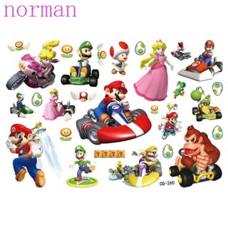 Norman สติกเกอร์รอยสักชั่วคราว ลายการ์ตูนอนิเมะ Super Mario Diy