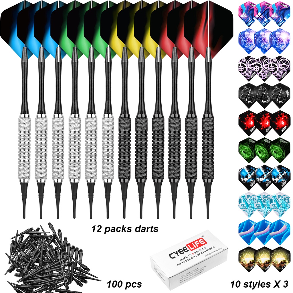 CyeeLife Dart Set Multiple Styles Darts Flights Professional Darts Soft Plastic Tips Set For Electro
