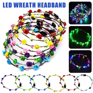 New LED Flower Crown Headdress Hair Light Up Party Festival Wreath Headbands