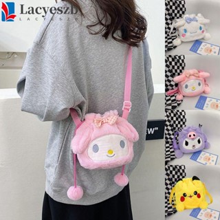 Lacyeszb กระเป๋าสะพายข้าง แบบหูรูด ลาย Cinnamoroll Pikachu เมโลดี้น่ารัก สําหรับช้อปปิ้ง