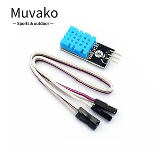 Muvako โมดูลเซนเซอร์ดิจิทัล พร้อมสายเคเบิล อุณหภูมิ และความชื้น 3.3V-5V สําหรับ Arduino DIY 5 ชิ้น