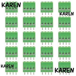 Karen บล็อกขั้วต่อ PCB 6A 150V เมาท์ PCB สีเขียว 20 ชิ้น