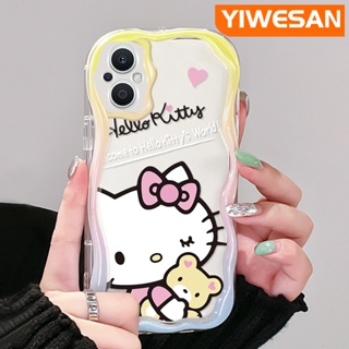 เคสโทรศัพท์มือถือแบบนิ่ม ใส กันกระแทก ลายการ์ตูนแมว หมี คลื่น เนื้อครีม สําหรับ OPPO Reno 7Z 5G Reno 8Z Reno7 Lite Reno8 Lite F21 Pro 5G F21s Pro 5G