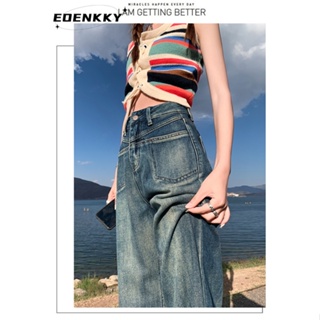 EOENKKY กางเกงขายาว กางเกงยีสน์ผู้หญิง ทรงหลวม ๆ ตรง Retro Hip Hop Pants 2023 NEW Style  ทันสมัย รุ่นใหม่ Korean Style สวยงาม A97L36R 36Z230909