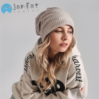 Janfat หมวกบีนนี่ลําลอง ผ้าโพกหัว นิ่ม อบอุ่น ระบายอากาศ กันลม แฟชั่นฤดูใบไม้ร่วง ฤดูหนาว