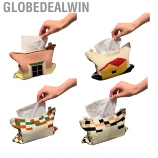 Globedealwin Car Napkin Dispenser  Cotton Yarn Environment Friendly Side Opening Fabric Tissue Box for Home Kitchen