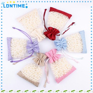 Lontime ถุงตาข่ายผ้าลินิน สําหรับใส่ขนมหวาน ตกแต่งงานปาร์ตี้
