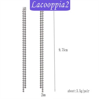 [Lacooppia2] ต่างหูโซ่โลหะ ประดับพลอยเทียม ห้อยพู่ยาว แฟชั่น สําหรับเจ้าสาว งานพรอม ปาร์ตี้