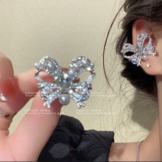 Immortal and lustful! Full of drilled butterfly ear bone clip women without ear hole earrings advanced sense light extravagant earrings temperament earclips