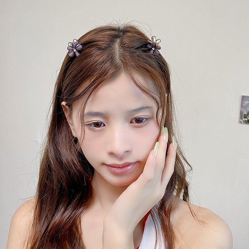 กิ๊บติดผมหน้าม้า คริสตัล ลายดอกไม้ ขนาดเล็ก สไตล์แฟรี่ เจ้าหญิง อารมณ์ ตกแต่งด้านข้าง หัก กิ๊บติดผม สําหรับผู้หญิง แฟชั่น เครื่องประดับผม