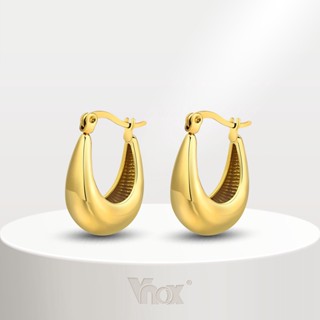 Vnox ต่างหูห่วง สเตนเลส ทอง 18K รูปตัว U กันแพ้ สําหรับผู้หญ…