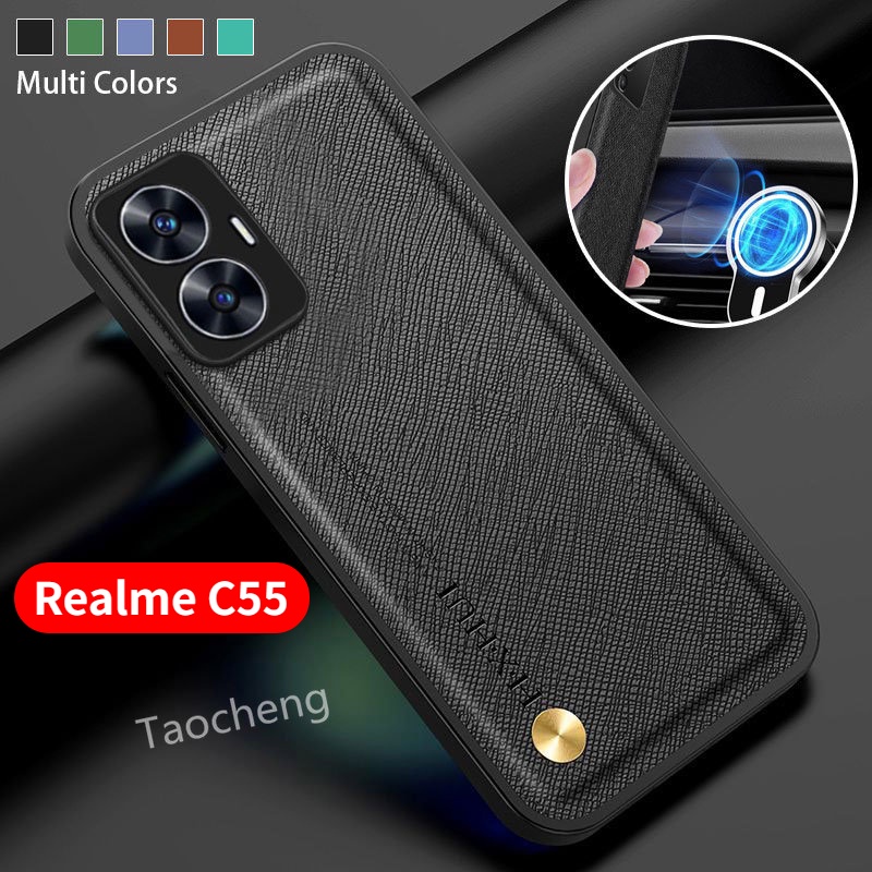 ปลอกสําหรับRealme C71 C75X C63 C51 C55 C53 4G 2025 หรูหราหนังแฟชั่นเคสโทรศัพท์สีทึบSoft TPUปลอกปกหลังกันชนกันกระแทกไม่มีลายนิ้วมือAnti Drop Edge