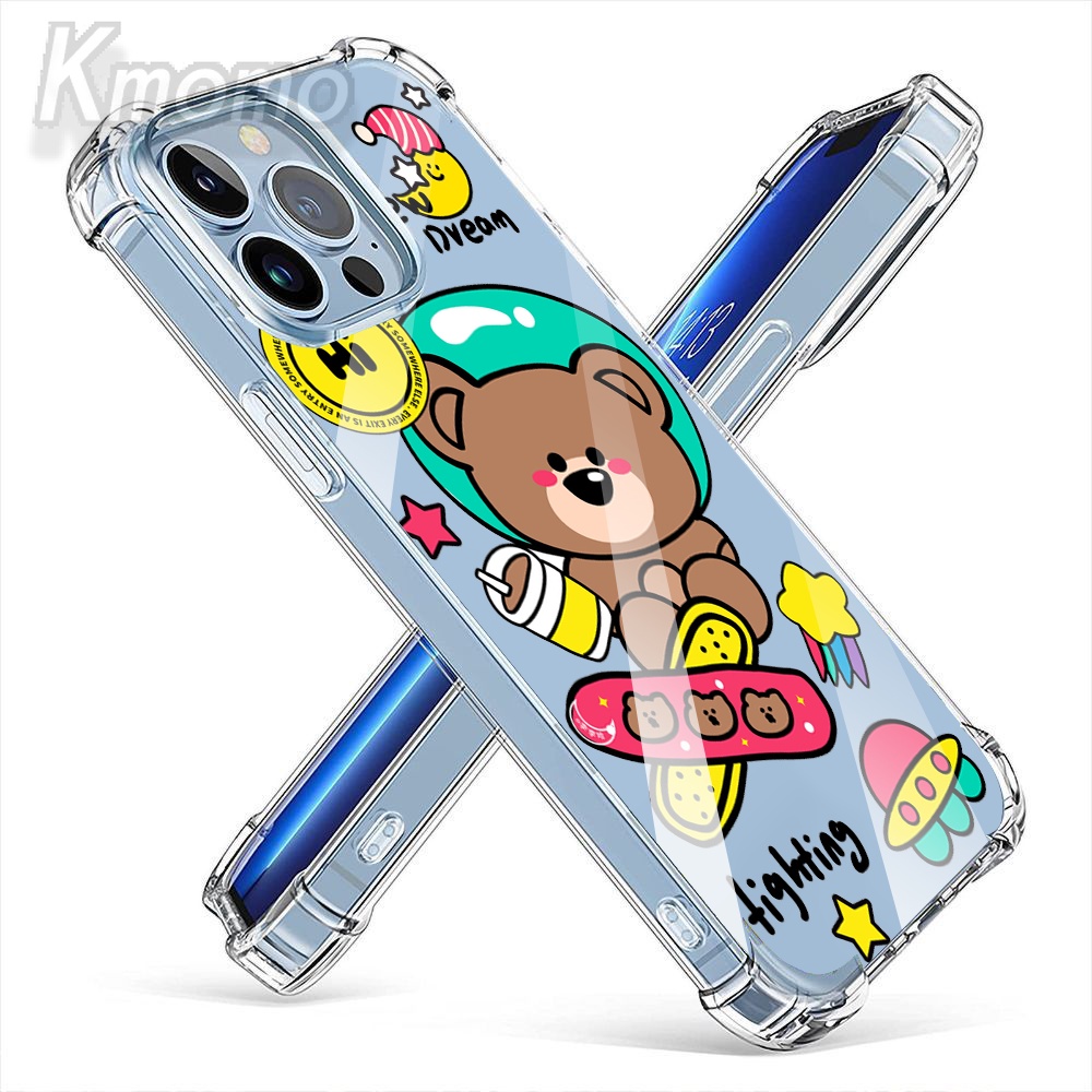 Huawei Y7a Y9a Y8p Y7p Y6p Y5p หมีนําโชค ใส กันกระแทก TPU ด้านหลัง เคสเจลลี่ใส