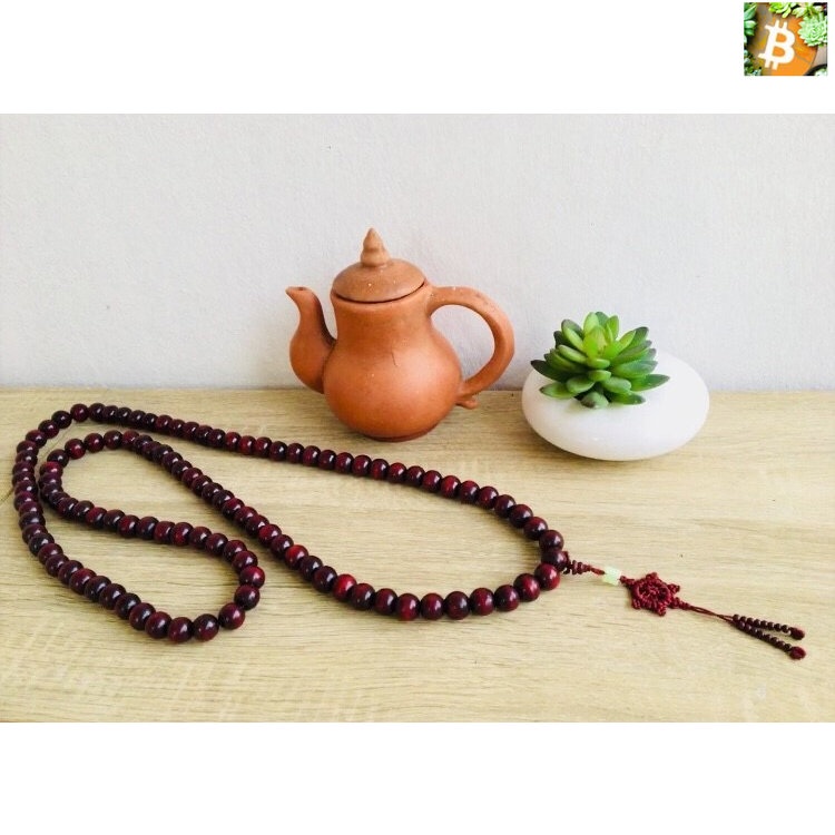 bitcoin สร้อยคอประคำไม้ยอป่า 14-15 มม. 108 เม็ด .