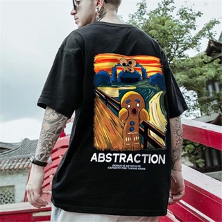 M-8XL Lovers wear national tide Hong Kong style cartoon printing round neck casual short-sleeved T-shirt men and wo_02