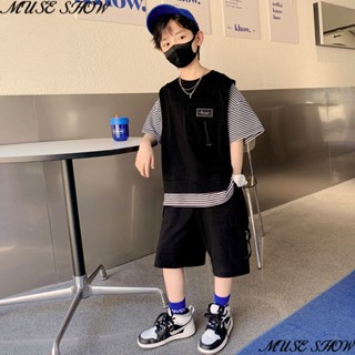 ชุดเสื้อผ้า ทรงหลวม แฟชั่นฤดูร้อน สําหรับเด็กผู้ชาย 2023 Esina CU5L
