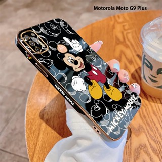 เคสโทรศัพท์มือถือ แบบนิ่ม ลายการ์ตูนมิกกี้ เมาส์ ขอบสี่เหลี่ยม หรูหรา สําหรับ Motorola Moto G8 Power Lite G8 G9 Play G9 Plus G Stylus