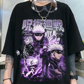 วัสดุผ้าฝ้ายบริสุทธิ์ เสื้อยืด ❁☃อะนิเมะญี่ปุ่น Jujutsu Kaisen เสื้อยืดกราฟฟิค เสื้อเชิ้ตแขนสั้นโกธิค