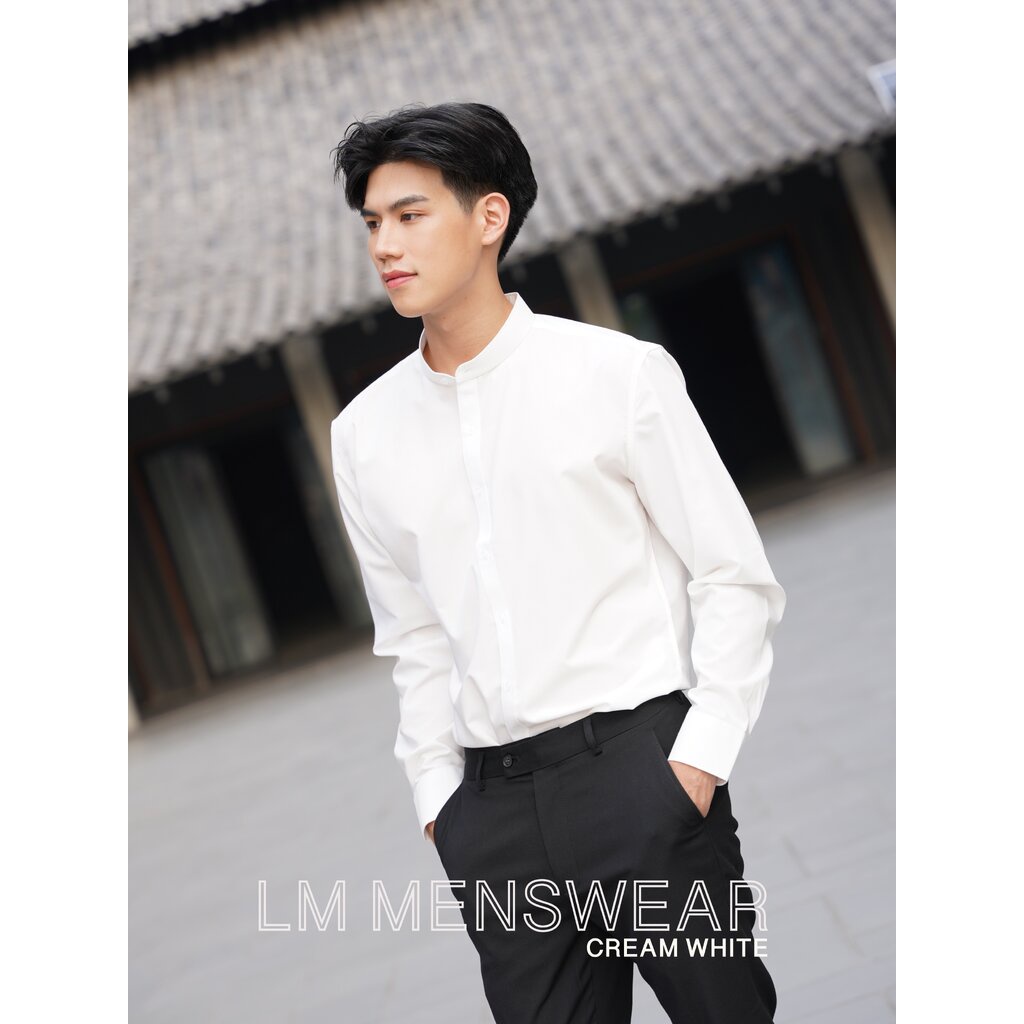 เสื้อเชิ้ตคุณภาพ คอจีน สีขาวWhite ขาวครีมCream White เหลืองพีชPeach Yellow น้ำตาลอ่อนLight Brown