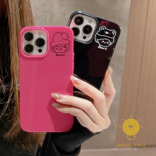 For เคสไอโฟน 14 Pro Max [Bear Bunny Couple] เคส Phone Case For iPhone 14 Pro Max Plus 13 12 Mini 11 For เคสไอโฟน11 Ins Korean Style Retro Classic Couple Shockproof Protective TPU Cover Shell