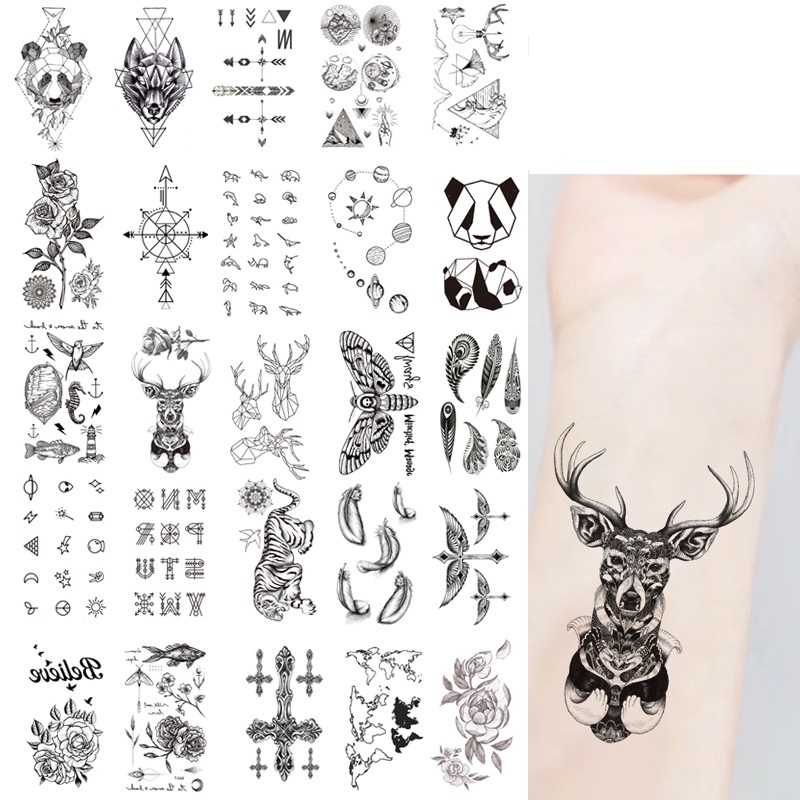 สติกเกอร์รอยสัก ขนาดเล็ก ลายปีกผีเสื้อ ดอกกุหลาบ สไตล์ฮาราจูกุ สําหรับติดตกแต่งร่างกาย จํานวน 10 ชิ้น