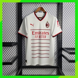 เสื้อกีฬาแขนสั้น ลายทีมชาติฟุตบอลชั้นนํา AC Milan 22 23 ชุดเยือน สีขาว คุณภาพสูง สําหรับผู้ชาย