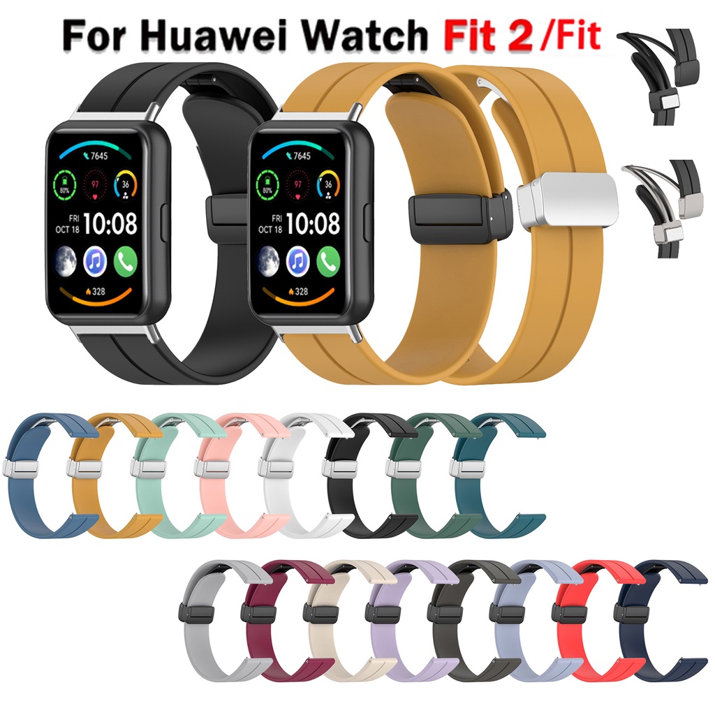 สายซิลิโคนแบบสปอร์ตสําหรับ Huawei watch fit Magnetic Buckle watch Band สําหรับ Huawei watch fit 2 3 4 5 Fit2 Fit3 Fit4 pro Fit5 pro
