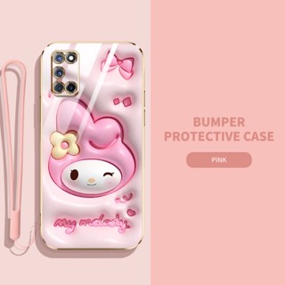 เคสโทรศัพท์มือถือ ซิลิโคนนิ่ม TPU ลายการ์ตูนกระต่าย ไดโนเสาร์ 3D พร้อมสายคล้อง สําหรับ OPPO A52 A92