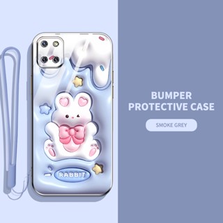 เคสโทรศัพท์มือถือ ซิลิโคนนิ่ม TPU ลายการ์ตูนกระต่าย ไดโนเสาร์ 3D พร้อมสายคล้อง สําหรับ Samsung Galaxy Note 10 Lite A81