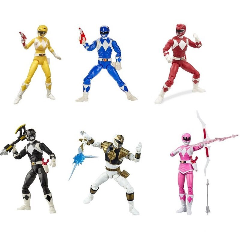Hasbro Original Power Rangers RED RANGER WHITE RANGER Joints Movable Anime Action Figure Toys for Kids Boys Birthday