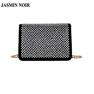 Jasmin NOIR กระเป๋าสะพายไหล่ หนัง PU ขนาดเล็ก ประดับเพชร แฟชั่นสําหรับสตรี