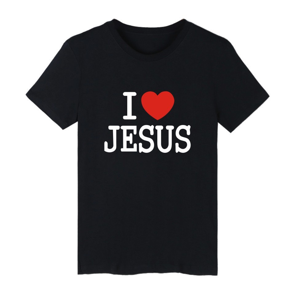 RNแฟชั่นยูนิเซ็กซ์▤❉YchenYSS s Shop [คลังสินค้าพร้อม] Christ jesus Devout Summer Cotton Short-Sleeve